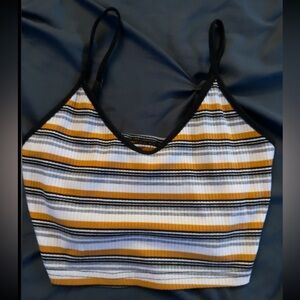 Women’s Multi-Colored Yellow, Black, White Crop Top